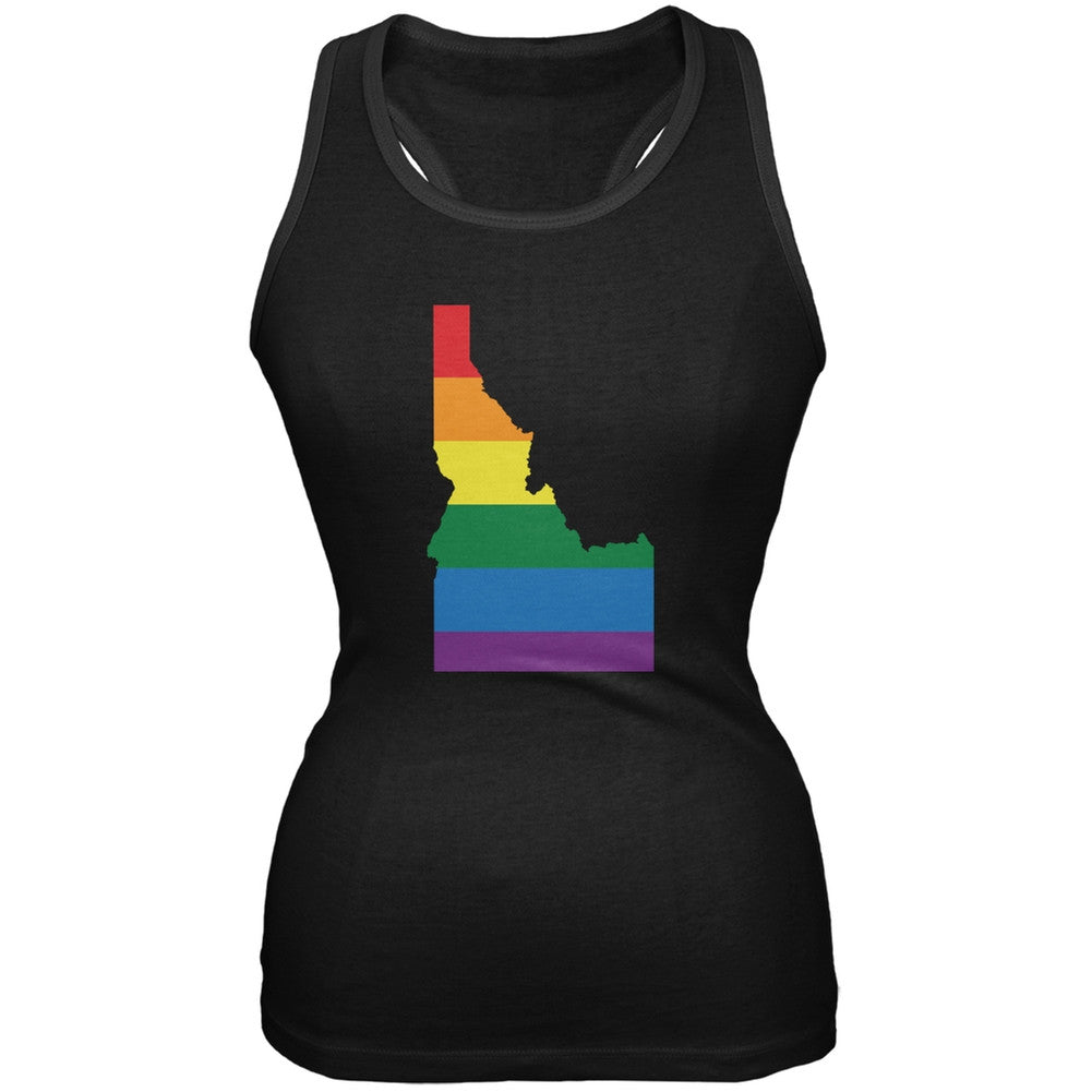 Idaho LGBT Lesbian Pride Rainbow Black Juniors Soft Tank Top Juniors Tank Tops Old Glory 2XL Black