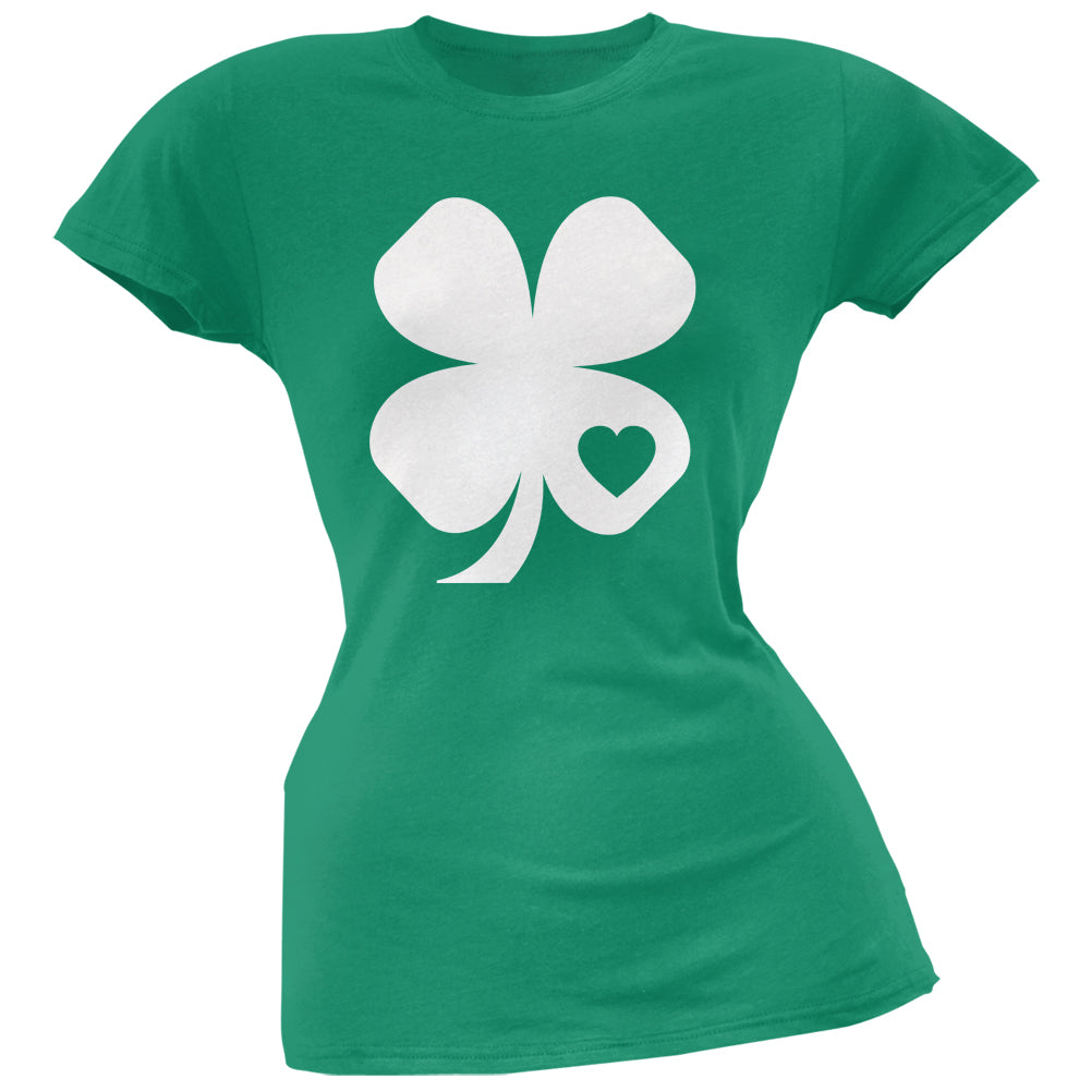 St. Patricks Day - Shamrock Heart Kelly Green Juniors Soft T-Shirt Juniors T-Shirts Old Glory 2XL Green