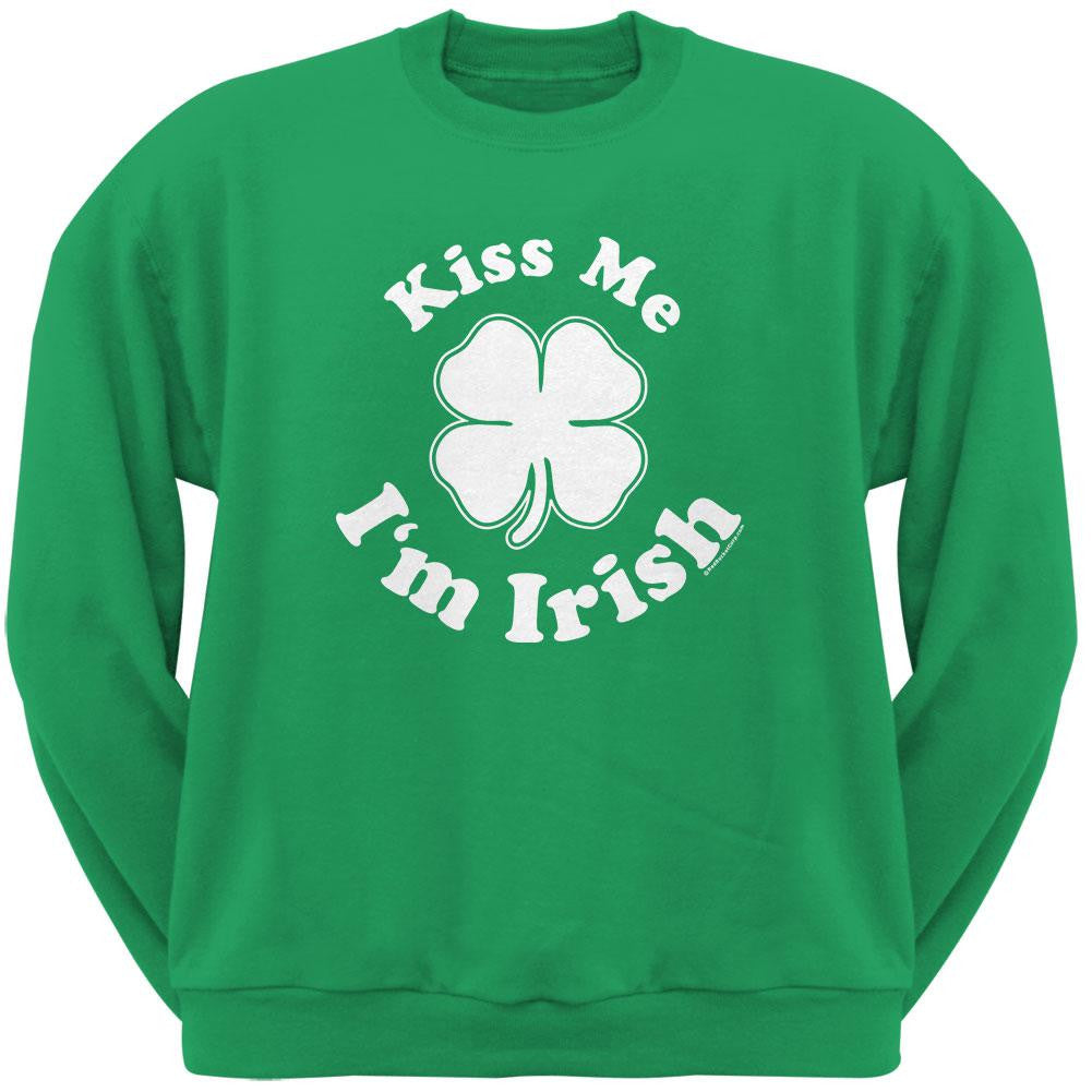 St. Patricks Day - Kiss Me Im Irish Green Adult Sweatshirt Men's Sweatshirts Old Glory