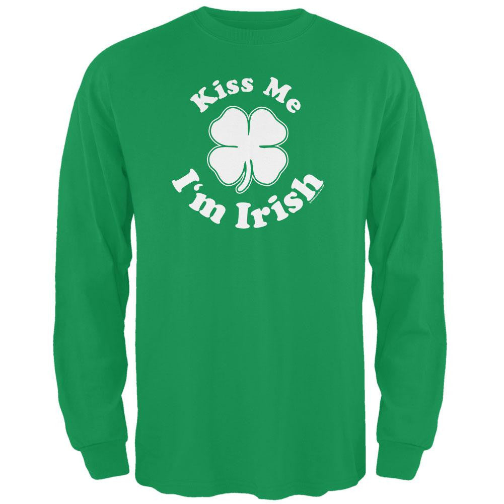 St. Patricks Day - Kiss Me Im Irish Green Adult Long Sleeve T-Shirt Men's Long Sleeves Old Glory
