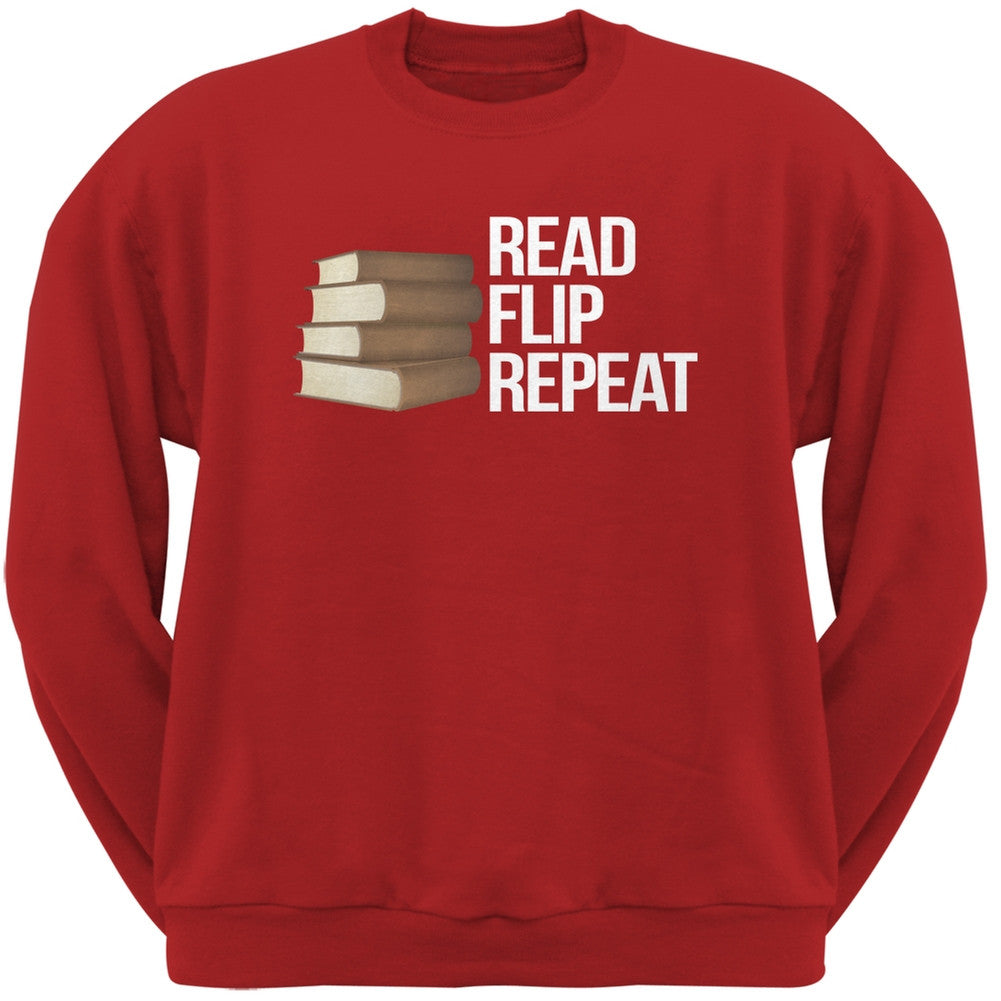 Read, Flip, Repeat Red Adult Sweatshirt Men's Sweatshirts Old Glory 2XL Black