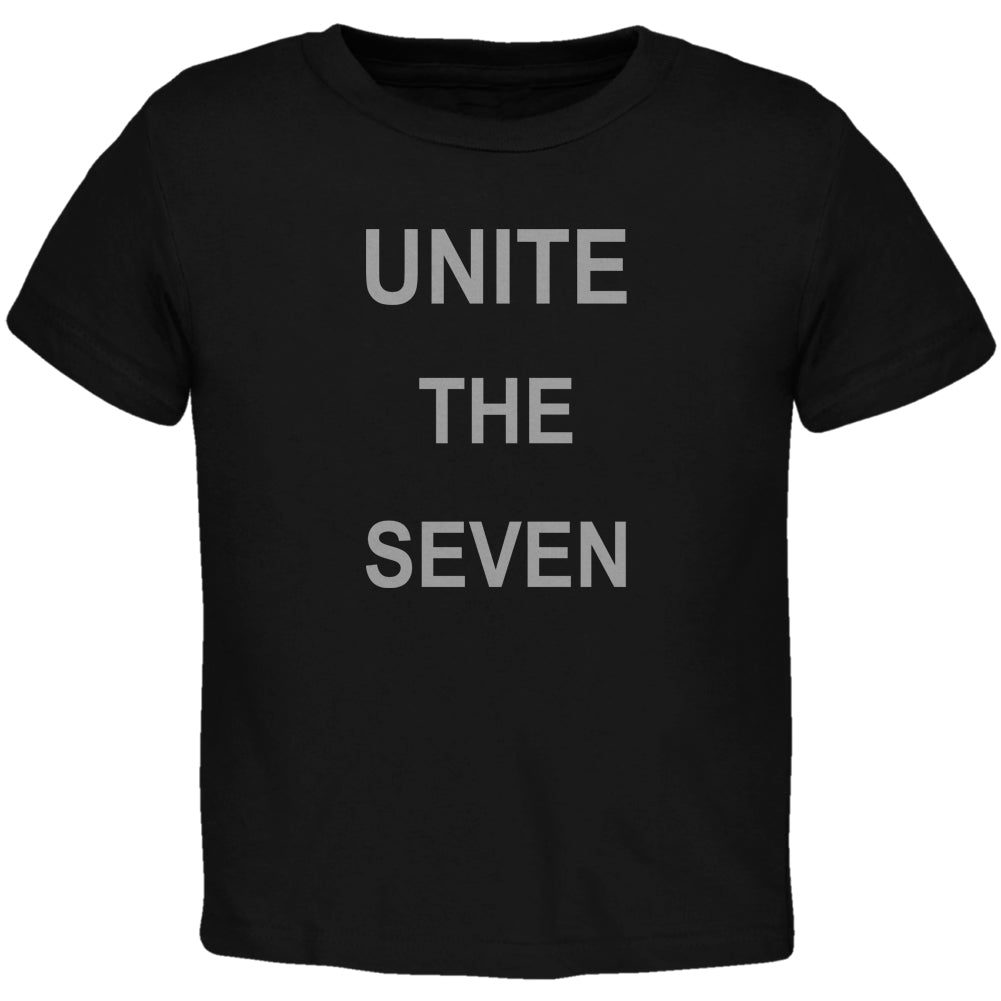 Unite the Seven Super Hero Geek Black Toddler T-Shirt Toddler T-Shirts Old Glory 2T Black