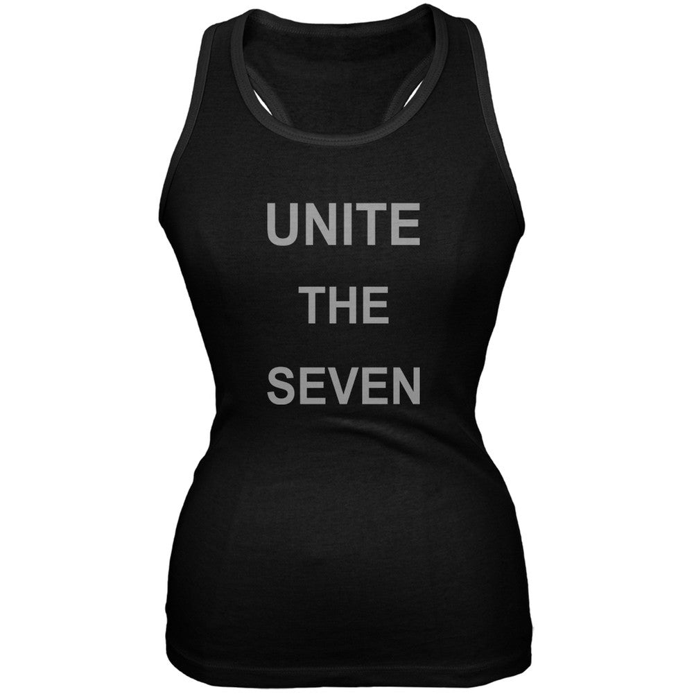 Unite the Seven Super Hero Geek Black Juniors Soft Tank Top Juniors Tank Tops Old Glory SM Black