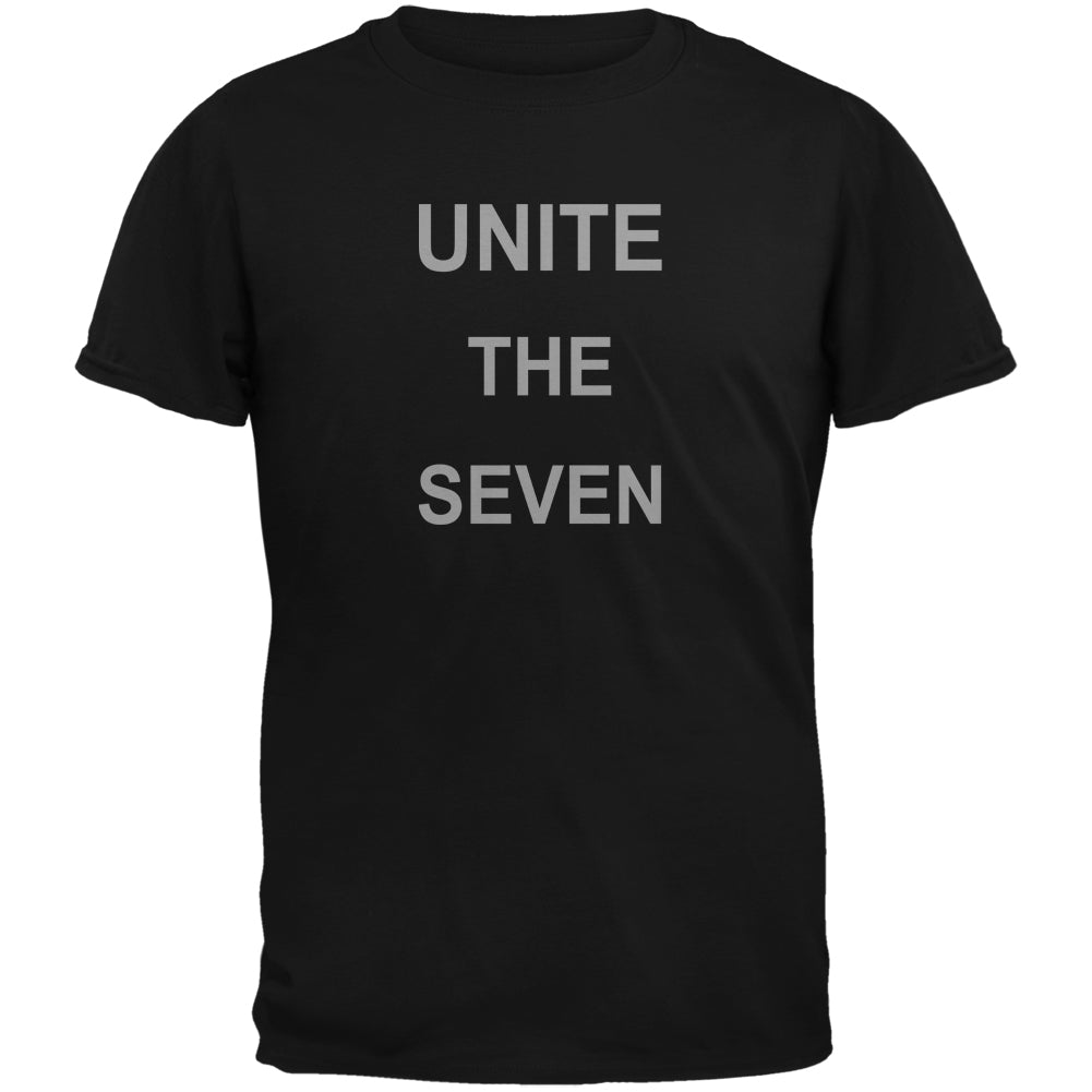 Unite the Seven Super Hero Geek Black Youth T-Shirt Youth T-Shirts Old Glory YLG Black