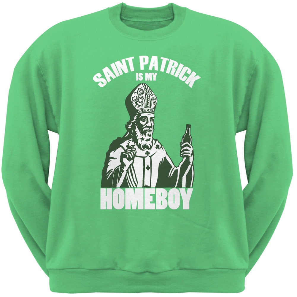 St. Patricks Day - St Patrick Is My Homeboy Green Adult Sweatshirt Men's Sweatshirts Old Glory 2XL Green