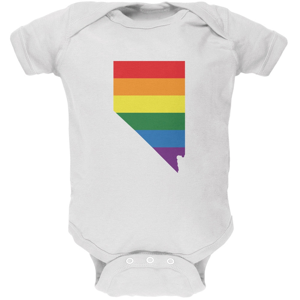 Nevada LGBT Gay Pride Rainbow White Soft Baby One Piece Baby One Piece Old Glory 0-3M White