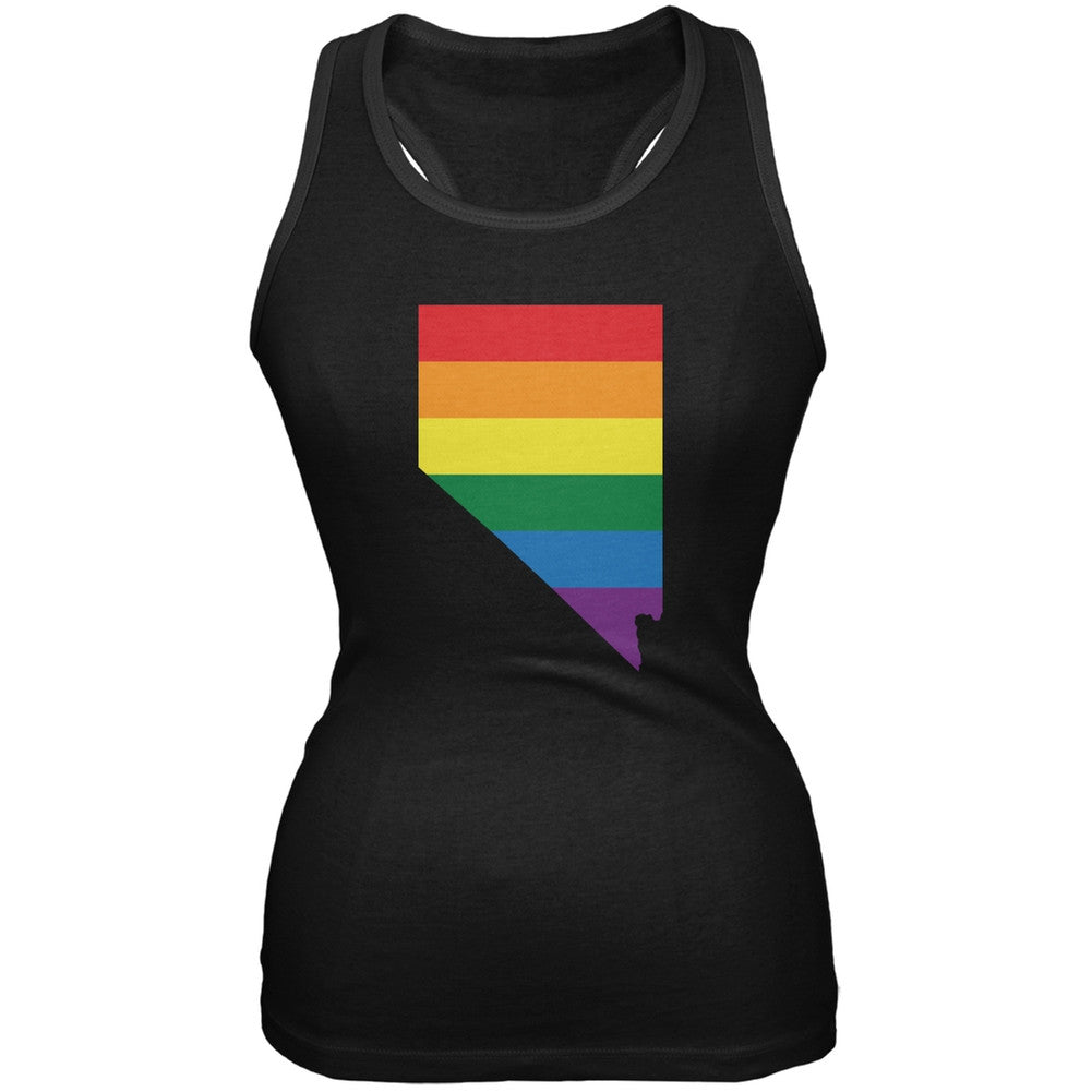 Nevada LGBT Lesbian Pride Rainbow Black Juniors Soft Tank Top Juniors Tank Tops Old Glory 2XL Black
