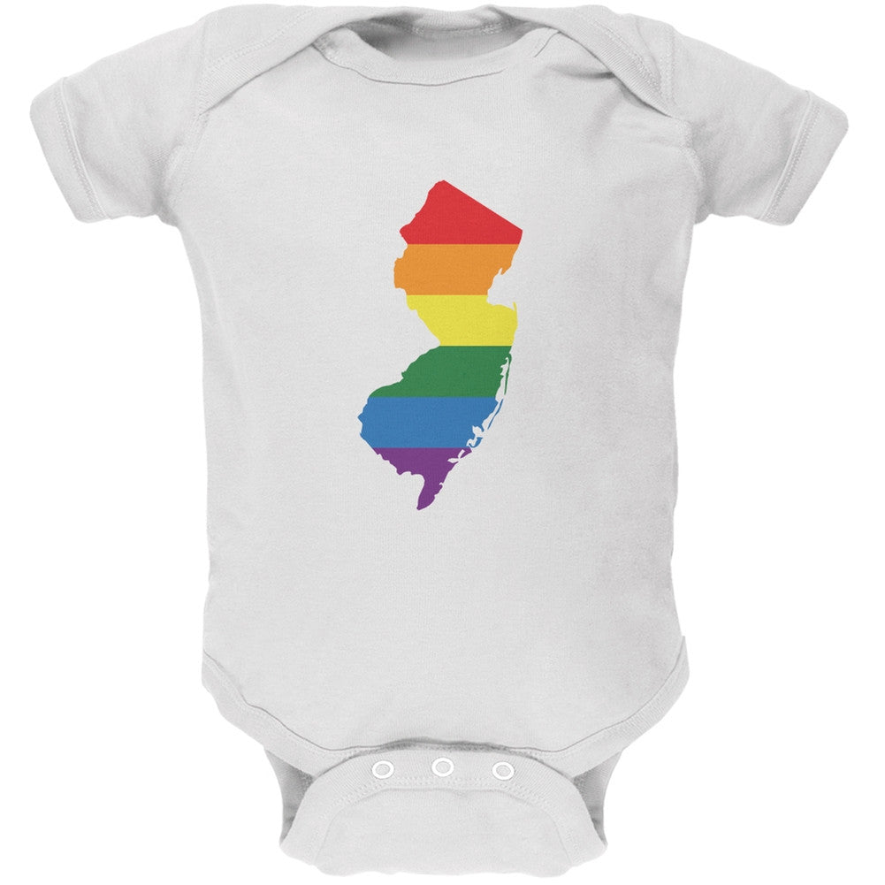 New Jersey LGBT Gay Pride Rainbow White Soft Baby One Piece Baby One Piece Old Glory 0-3M White