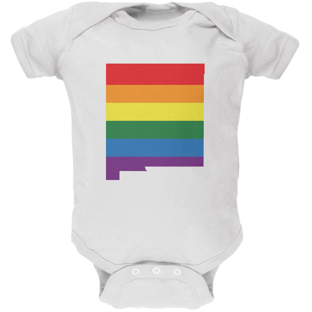 New Mexico LGBT Gay Pride Rainbow White Soft Baby One Piece Baby One Piece LGBT 0-3M White