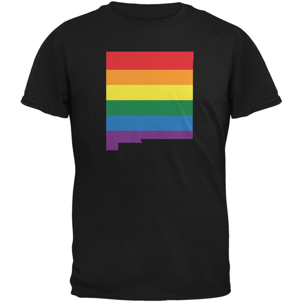 New Mexico LGBT Gay Pride Rainbow Black Adult T-Shirt Men's T-Shirts Old Glory 2XL Black