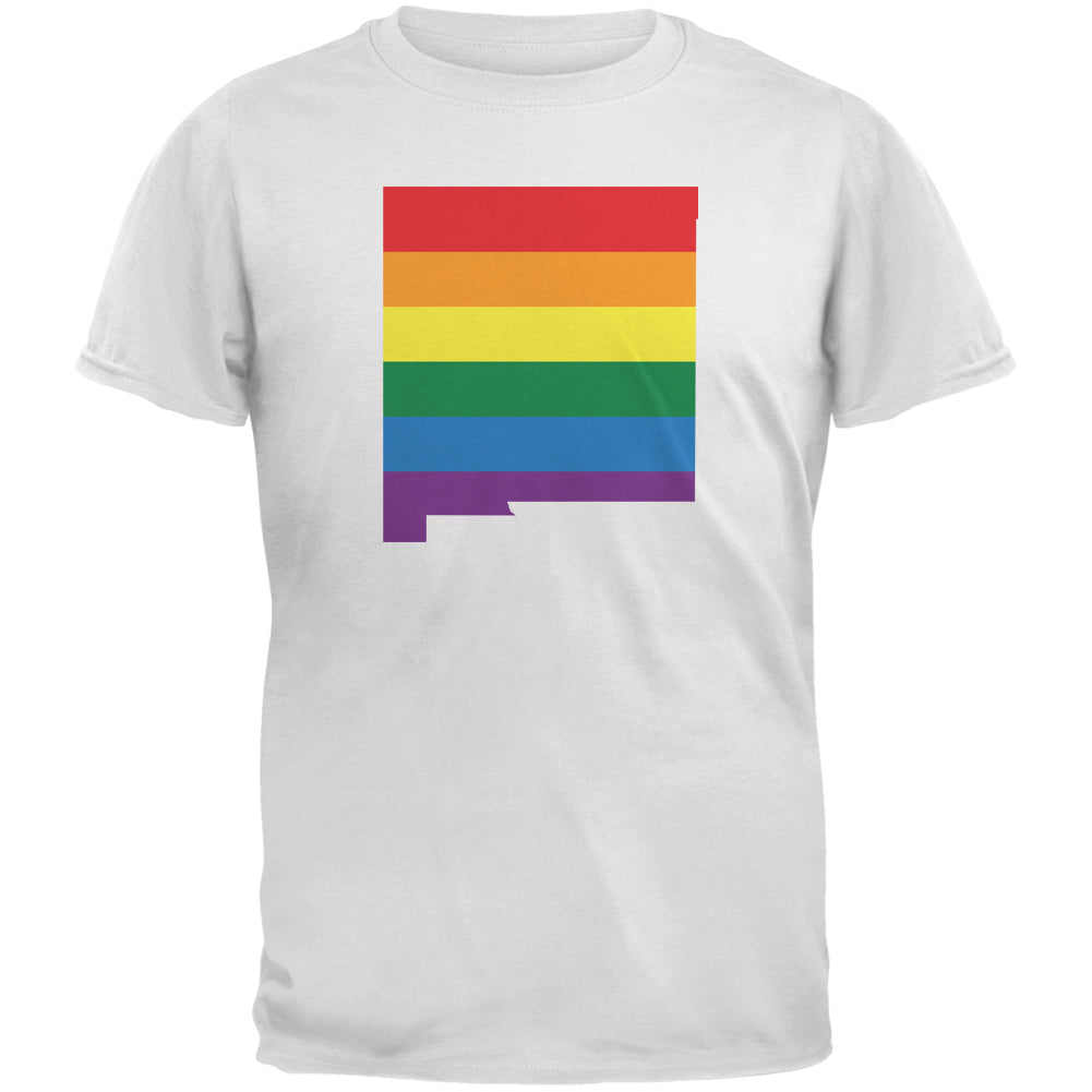 New Mexico LGBT Gay Pride Rainbow White Adult T-Shirt Men's T-Shirts LGBT 2XL White