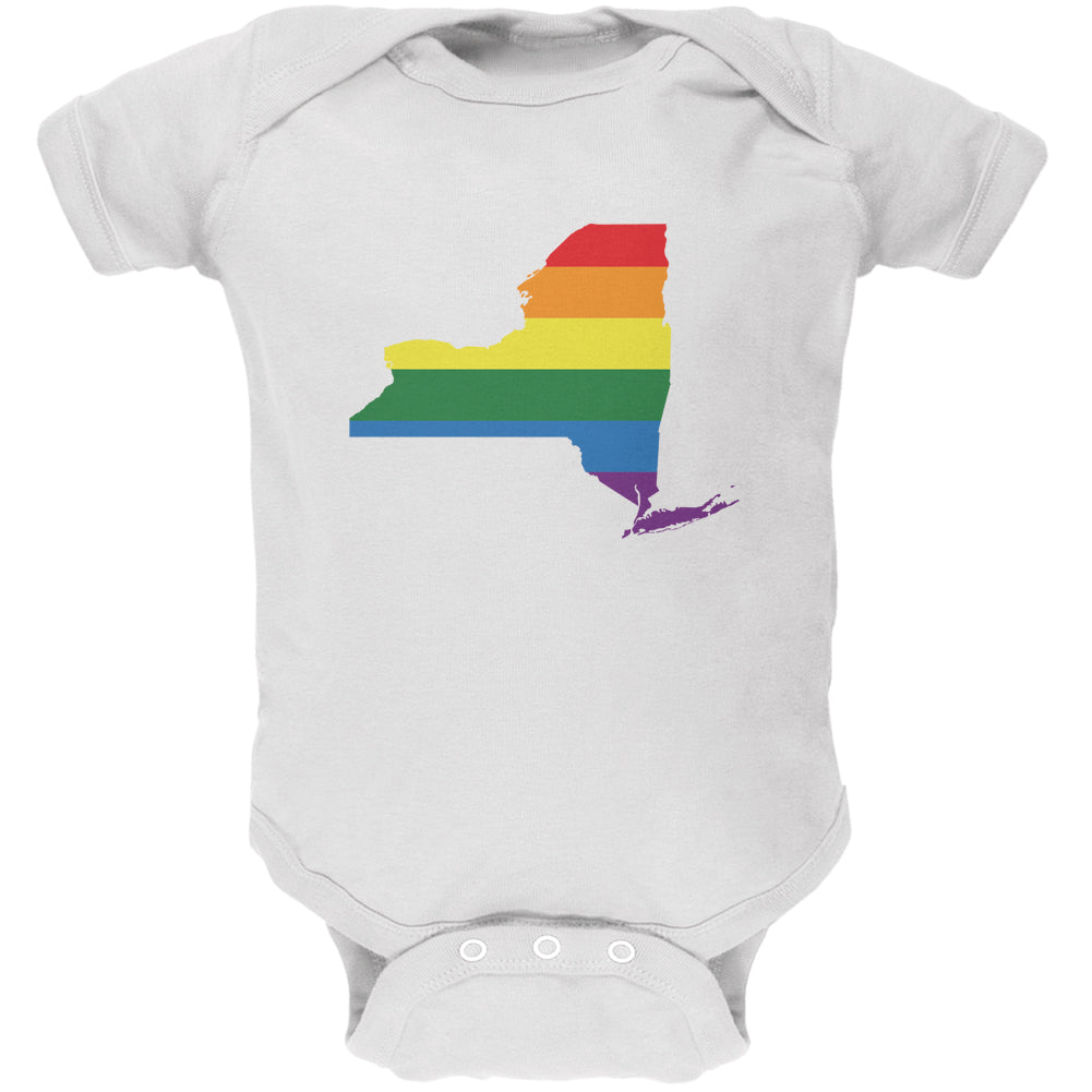 New York LGBT Gay Pride Rainbow White Soft Baby One Piece Baby One Piece LGBT 0-3M White