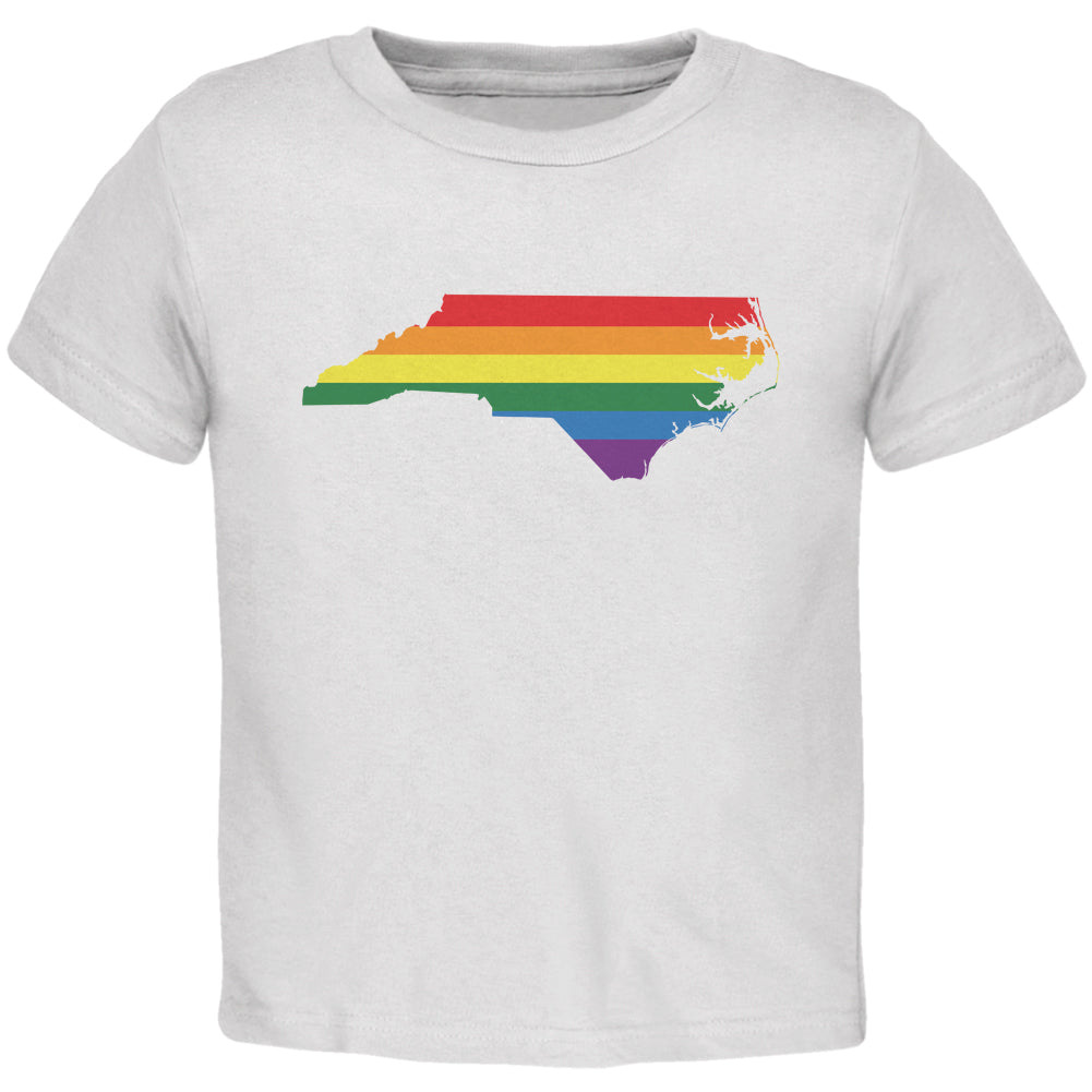 North Carolina LGBT Gay Pride Rainbow White Toddler T-Shirt Toddler T-Shirts LGBT 2T White