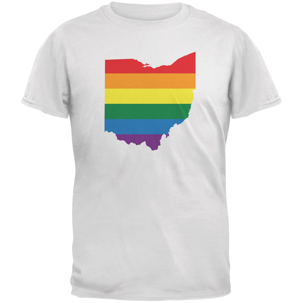 Ohio LGBT Gay Pride Rainbow White Adult T-Shirt Men's T-Shirts LGBT 2XL White