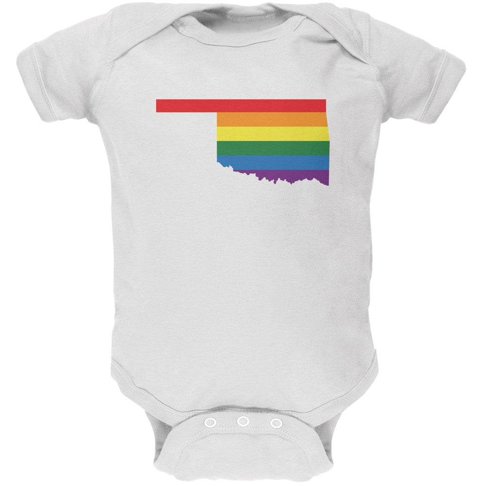 Oklahoma LGBT Gay Pride Rainbow White Soft Baby One Piece Baby One Piece Old Glory 0-3M White