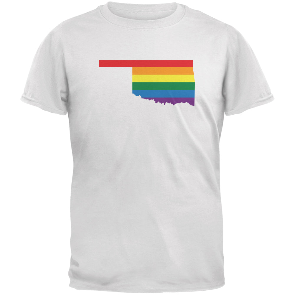 Oklahoma LGBT Gay Pride Rainbow White Adult T-Shirt Men's T-Shirts LGBT 2XL White