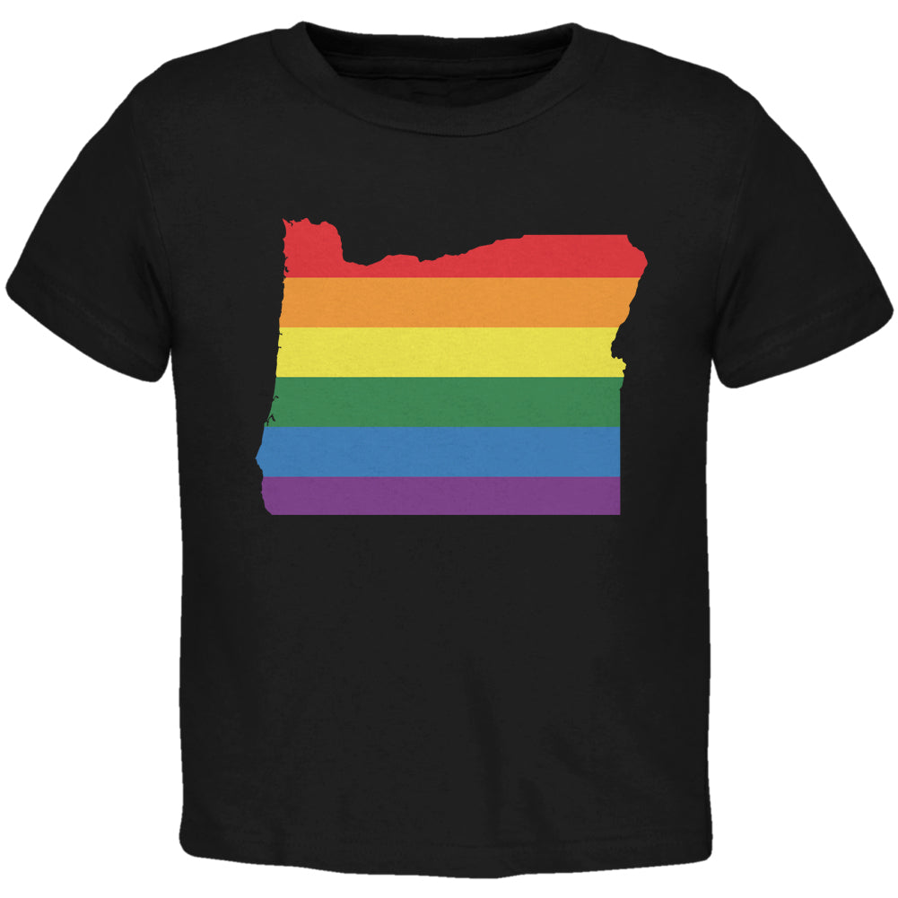 Oregon LGBT Gay Pride Rainbow Black Toddler T-Shirt Toddler T-Shirts LGBT 2T Black