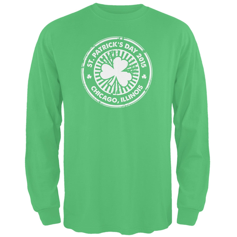 St. Patrick's Day - Chicago IL Irish Green Adult Long Sleeve T-Shirt Men's Long Sleeves Old Glory 2XL Green
