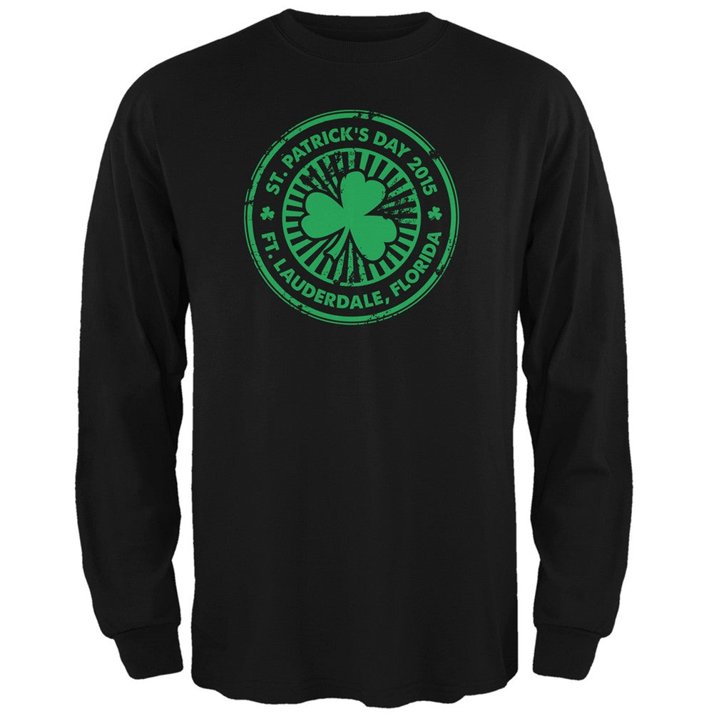St. Patrick's Day - Ft. Lauderdale FL Black Adult Long Sleeve T-Shirt Men's Long Sleeves Old Glory 2XL Black