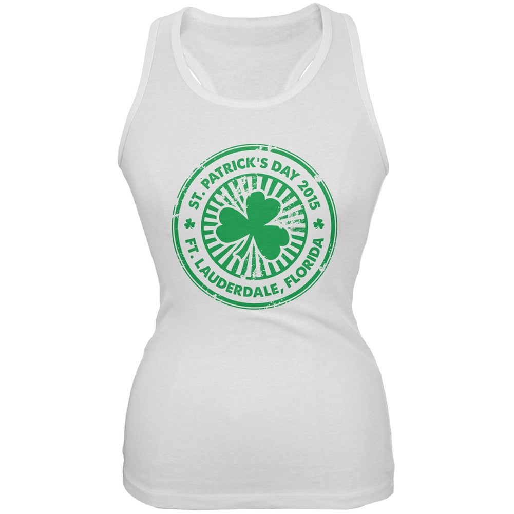 St. Patrick's Day - Ft. Lauderdale FL White Juniors Soft Tank Top Juniors Tank Tops Old Glory 2XL White
