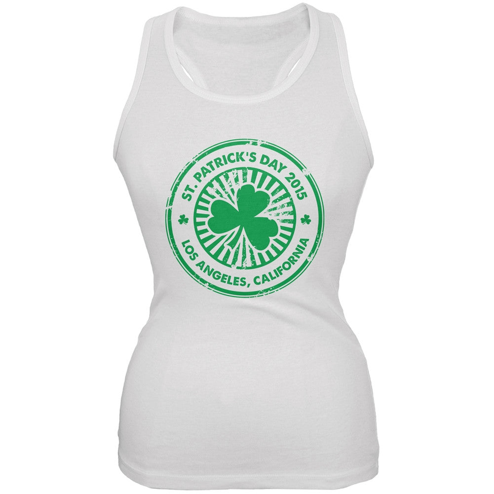 St. Patrick's Day - Los Angeles CA White Juniors Soft Tank Top Juniors Tank Tops Old Glory 2XL White