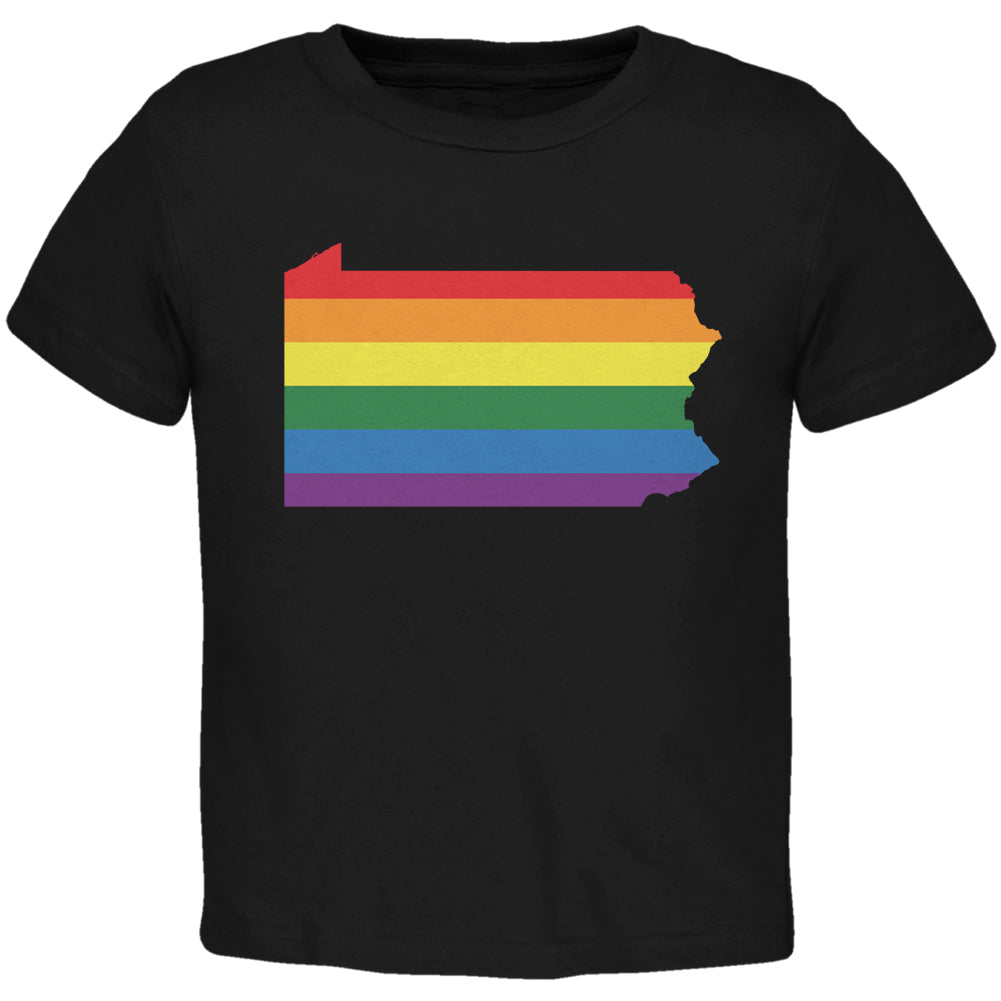 Pennsylvania LGBT Gay Pride Rainbow Black Toddler T-Shirt Toddler T-Shirts LGBT 2T Black