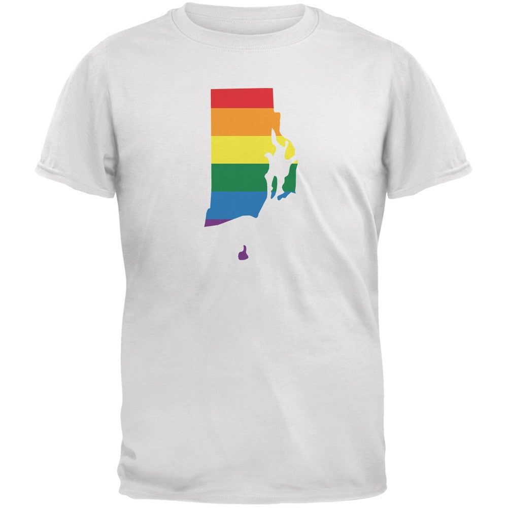 Rhode Island LGBT Gay Pride Rainbow White Youth T-Shirt Youth T-Shirts Old Glory LG White