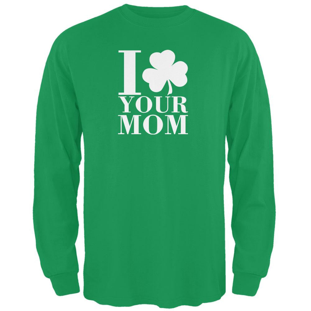 St Patricks Day - Shamrock Love Your Mom Green Adult Long Sleeve T-Shirt Men's Long Sleeves Old Glory 2XL Green