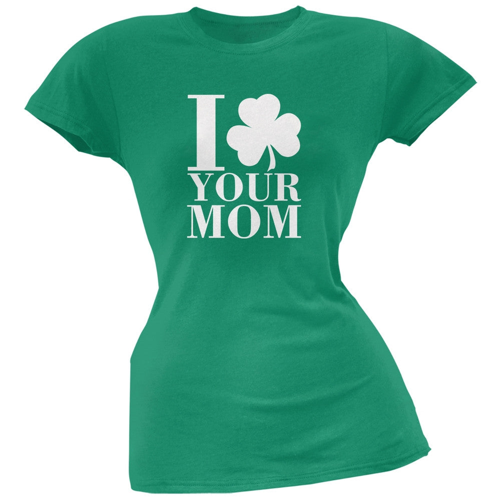 St Patricks Day - Shamrock Love Your Mom Green Juniors Soft T-Shirt Juniors T-Shirts Old Glory 2XL Green
