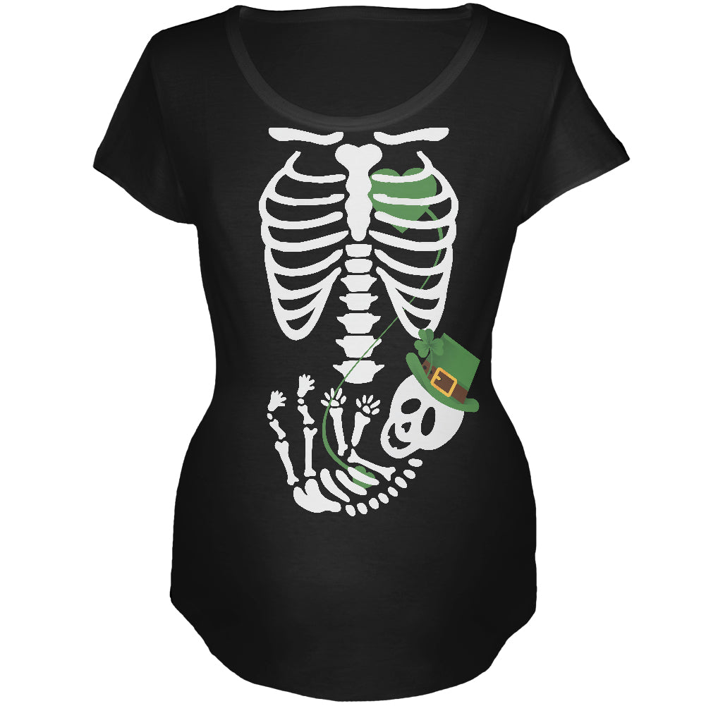 Halloween Irish Baby Skeleton Black Maternity Soft T-Shirt Maternity T-Shirts Old Glory 2XL Black