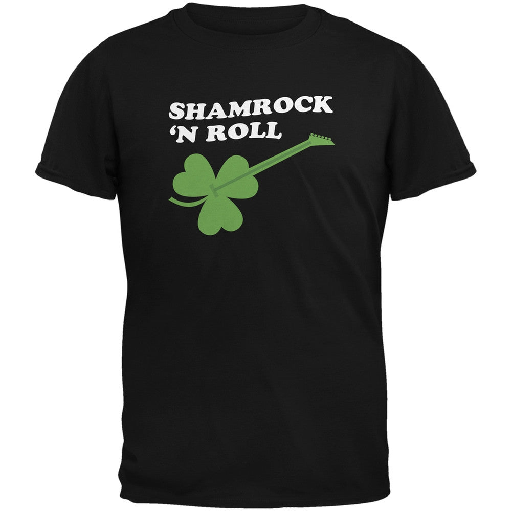 St. Patrick's Day - Shamrock 'N Roll Black Adult T-Shirt Men's T-Shirts Old Glory 2XL Black