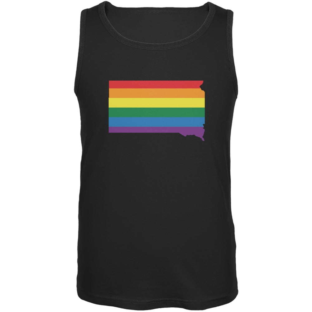 South Dakota LGBT Gay Pride Rainbow Black Adult Tank Top Men's Tank Tops Old Glory 2XL Black