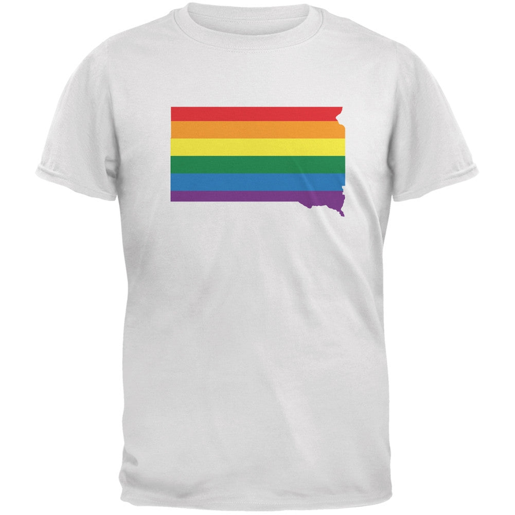 South Dakota LGBT Gay Pride Rainbow White Youth T-Shirt Youth T-Shirts Old Glory LG White