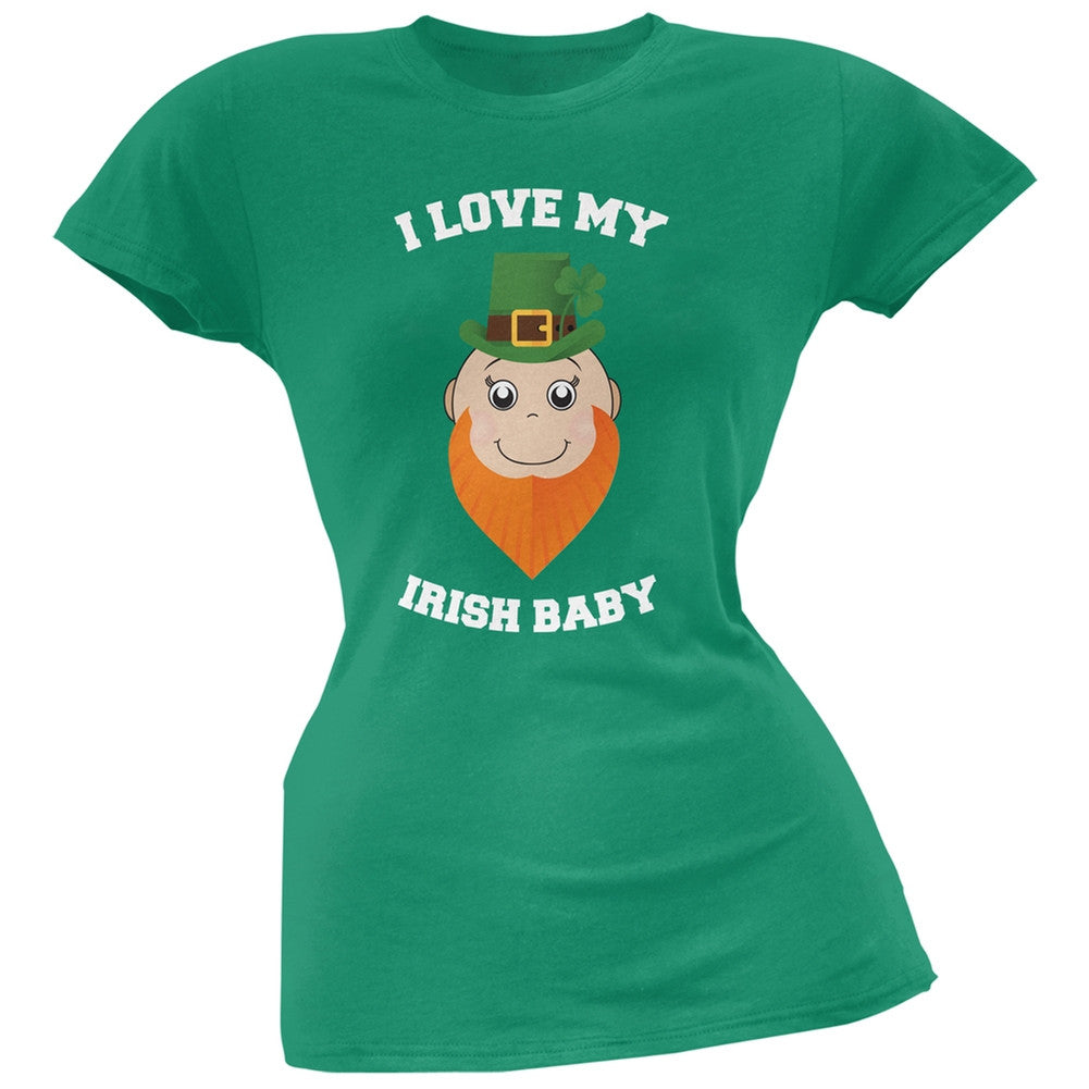 St. Patrick's Day - I Love My Irish Baby Green Juniors Soft T-Shirt Juniors T-Shirts Old Glory 2XL Green