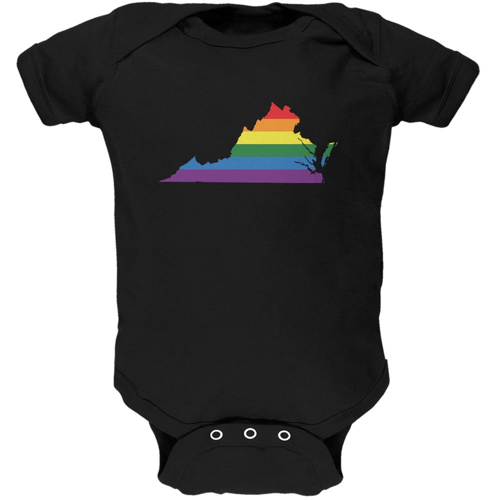 Virginia LGBT Gay Pride Rainbow Black Soft Baby One Piece Baby One Piece Old Glory 0-3M Black