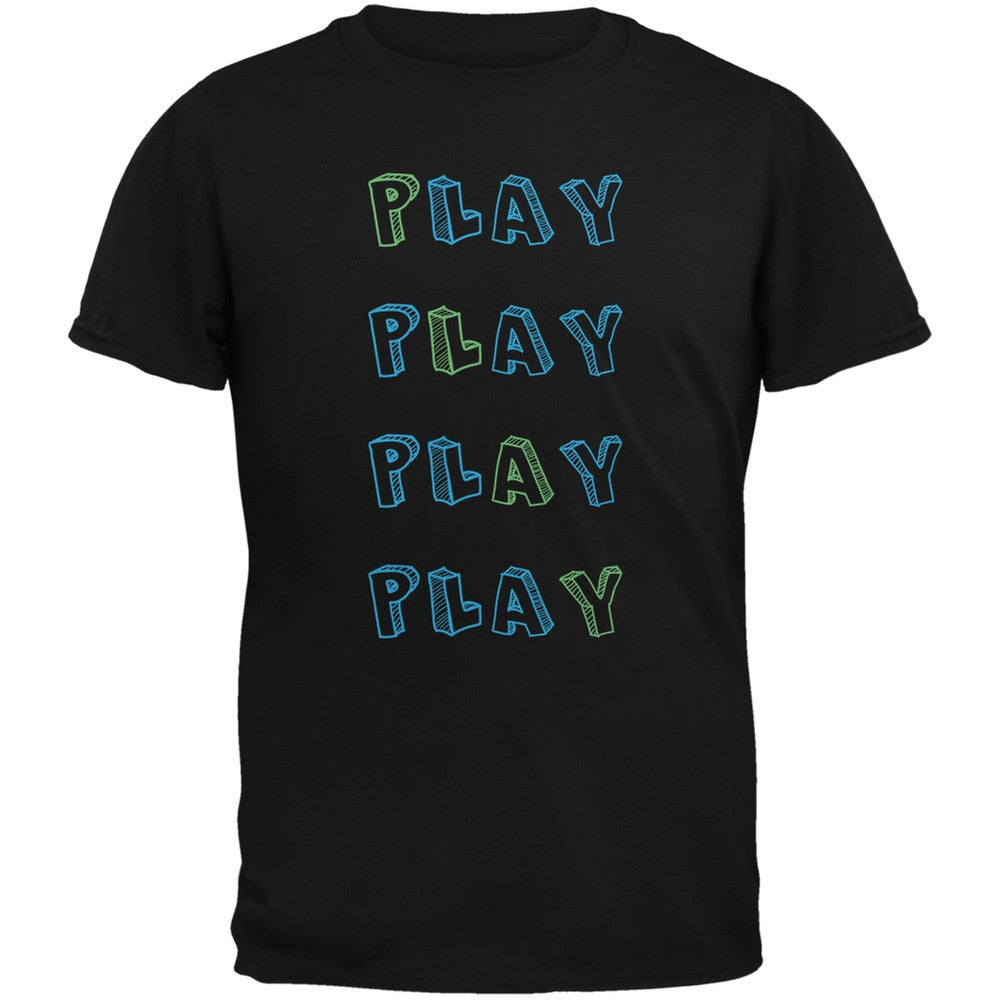 All About Play Black Adult T-Shirt Men's T-Shirts Old Glory 2XL Black