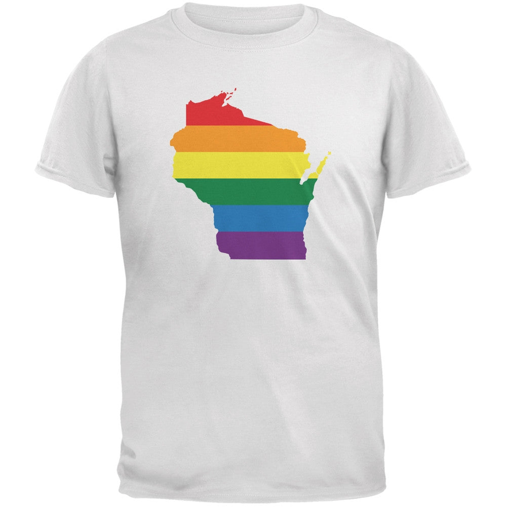 Wisconsin LGBT Gay Pride Rainbow White Youth T-Shirt Youth T-Shirts Old Glory LG White