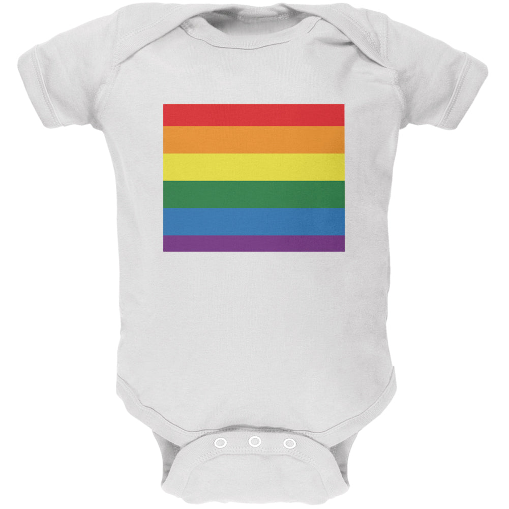 Wyoming LGBT Gay Pride Rainbow White Soft Baby One Piece Baby One Piece LGBT 0-3M White
