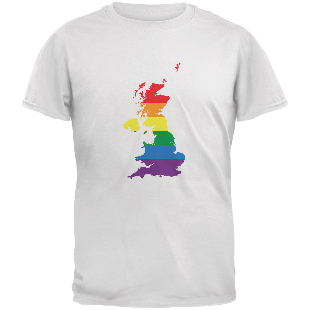 UK LGBT Gay Pride Rainbow White Adult T-Shirt Men's T-Shirts LGBT 2XL White