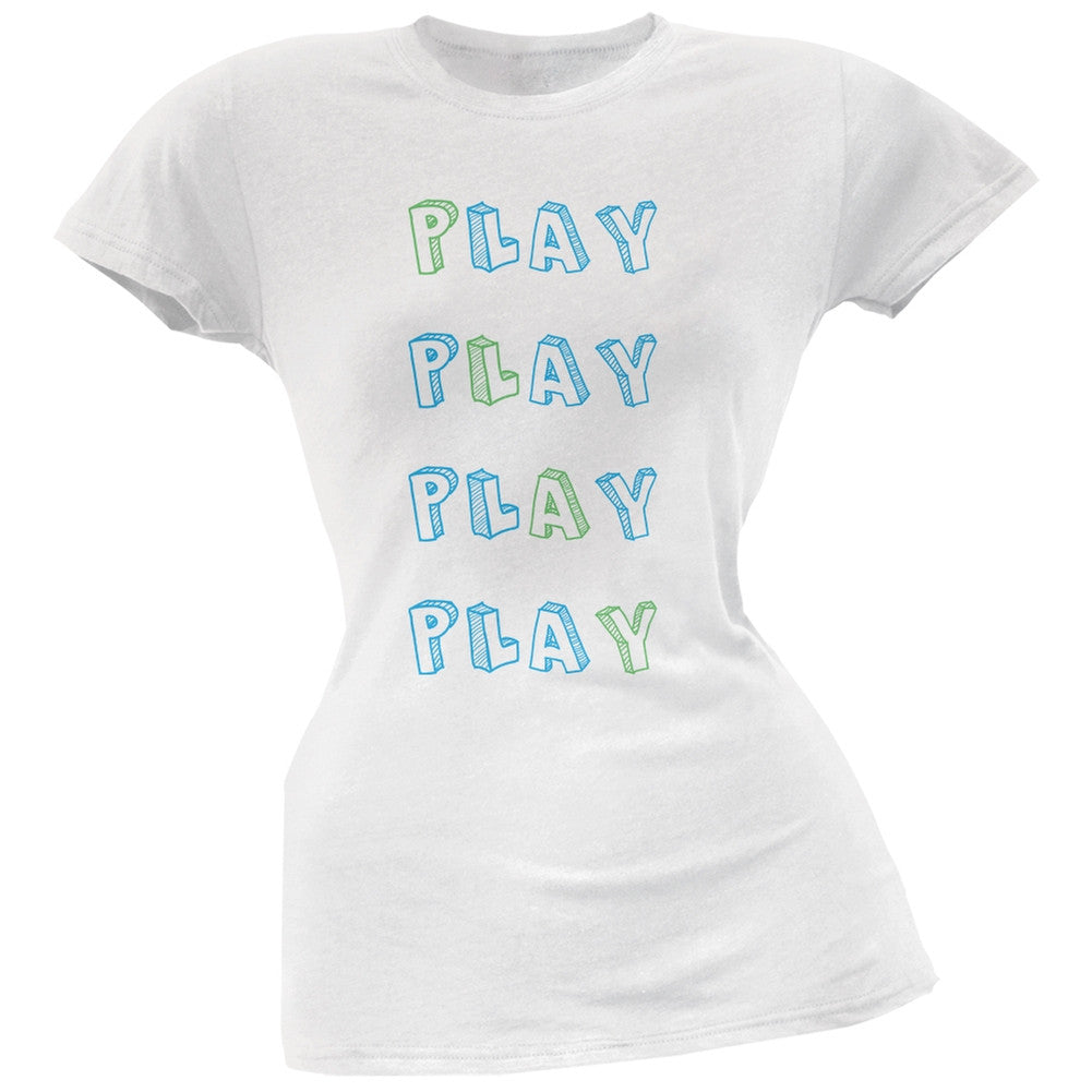 All About Play White Soft Juniors T-Shirt Juniors T-Shirts Old Glory 2XL White