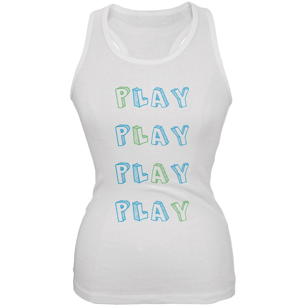 All About Play White Soft Juniors Tank Top Juniors Tank Tops Old Glory 2XL White