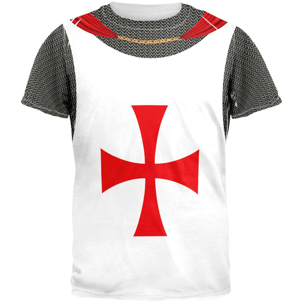Knights Templar Costume All Over Adult T-Shirt Men's T-Shirts Old Glory 2XL White
