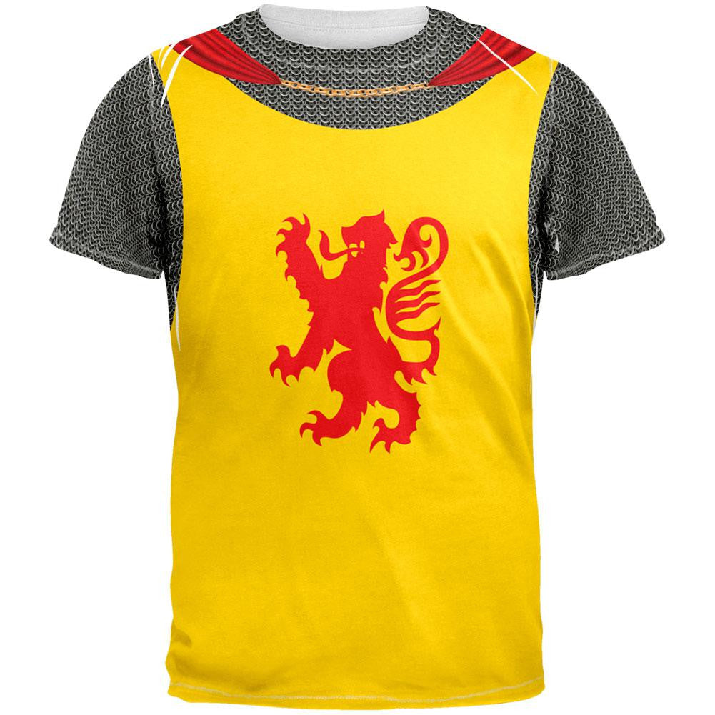 Knight Rampant Lion Costume All Over Adult T-Shirt Men's T-Shirts Old Glory 2XL White