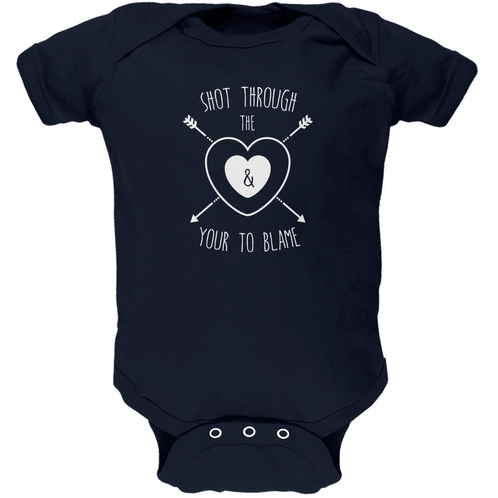 Shot Through The Heart Navy Soft Baby One Piece Baby One Piece Old Glory 0-3M Blue