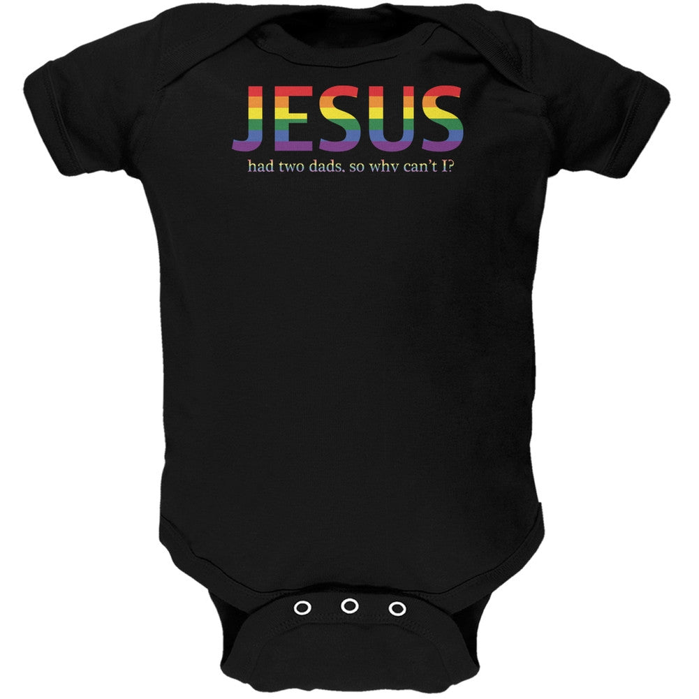 Two Dads Jesus Gay Funny Black Soft Baby One Piece Baby One Piece Old Glory 0-3M Black