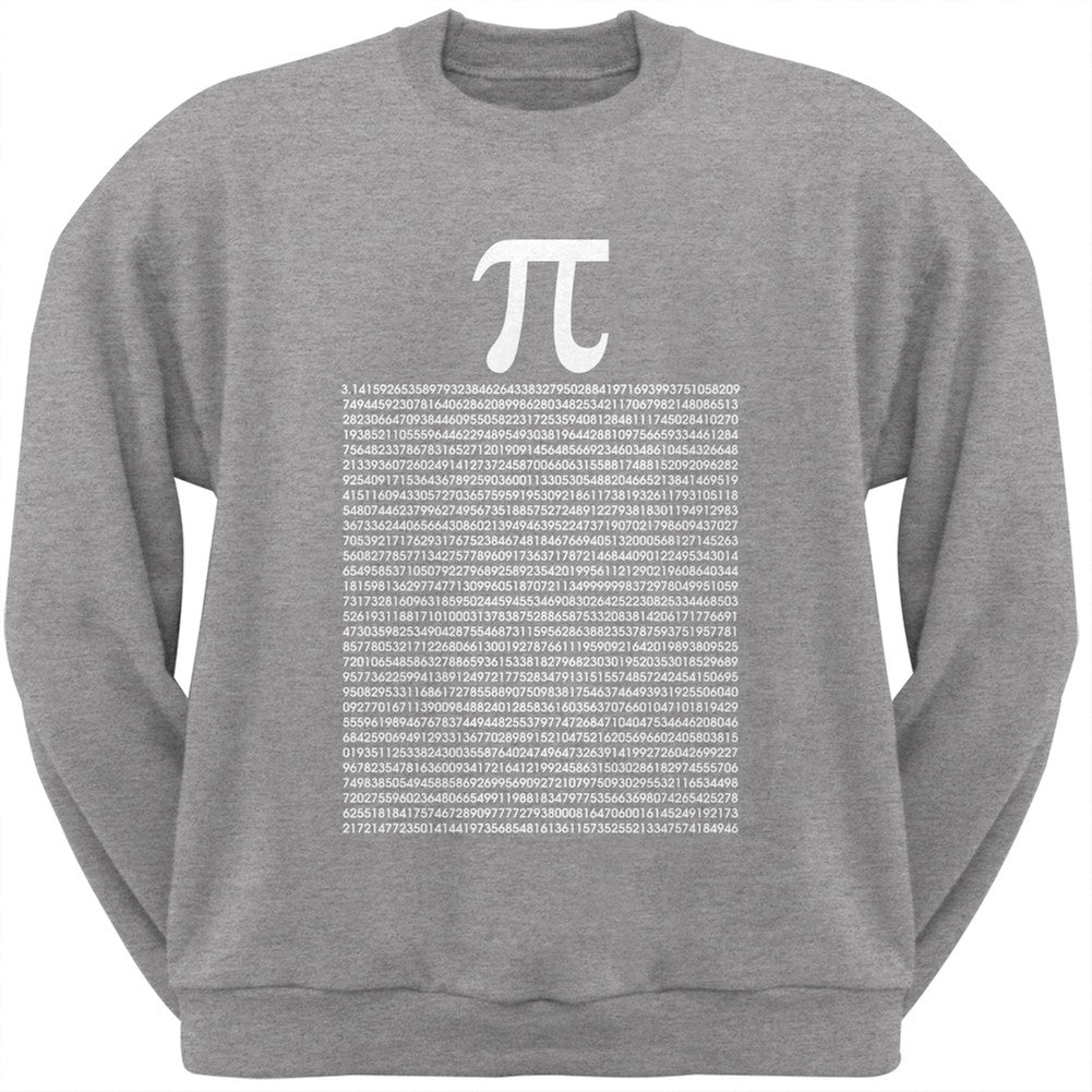 Pi Numbers Heather Grey Adult Sweatshirt Men's Sweatshirts Old Glory SM Grey