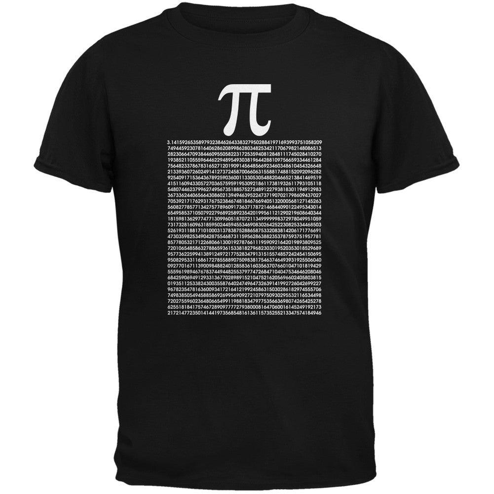 Pi Numbers Black Adult T-Shirt Men's T-Shirts Old Glory SM Black