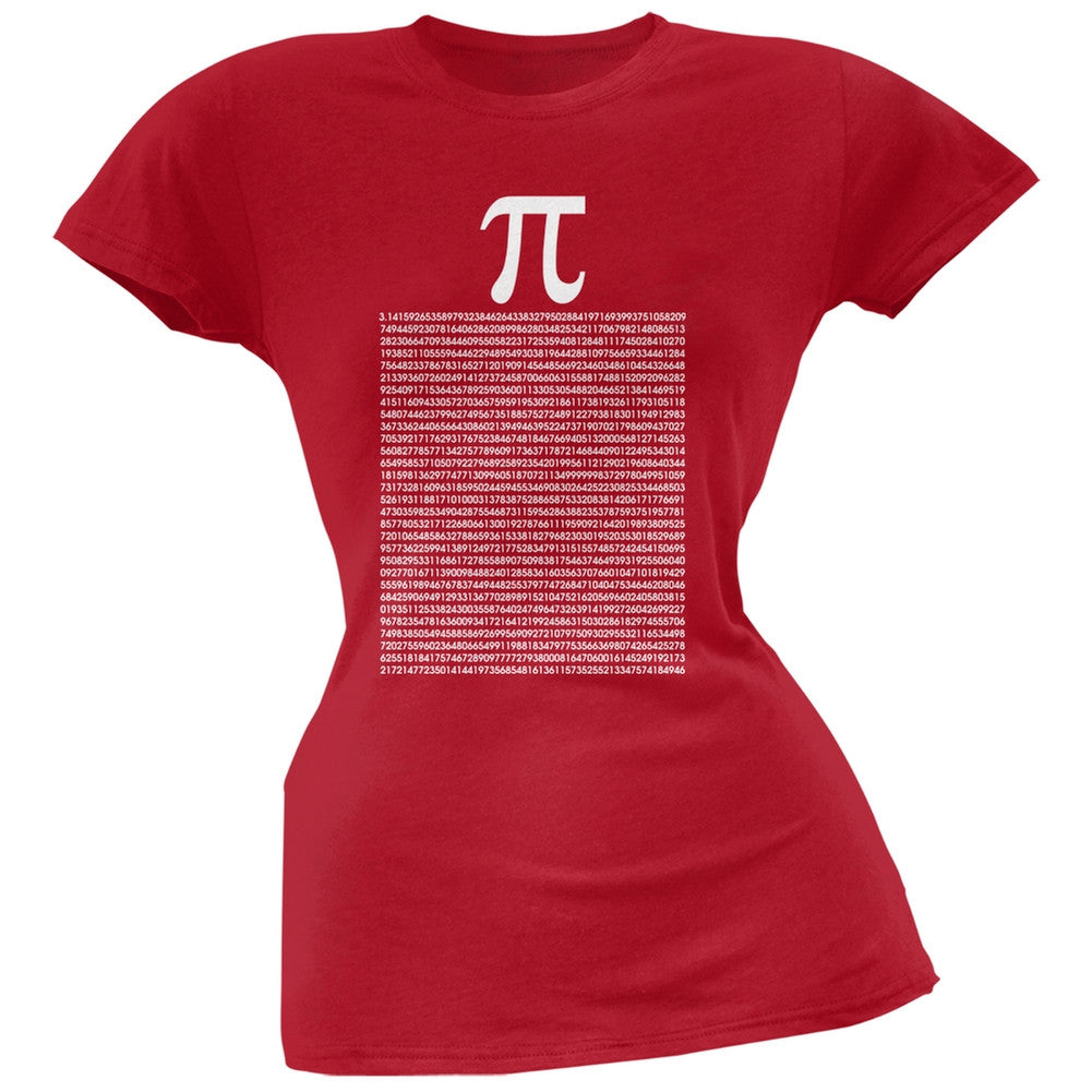 Pi Numbers Red Soft Juniors T-Shirt Juniors T-Shirts Old Glory SM Red