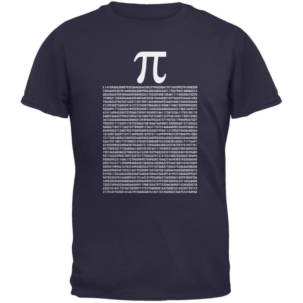 Pi Numbers Navy Adult T-Shirt Men's T-Shirts Old Glory SM Blue