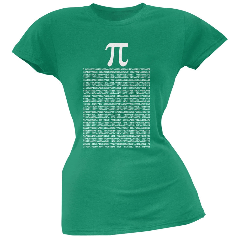 Pi Numbers Kelly Green Soft Juniors T-Shirt Juniors T-Shirts Old Glory SM Green